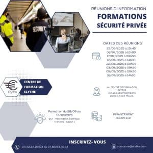 Image des dates des informations collectives pour la formation en Sécurité Privée de la Région